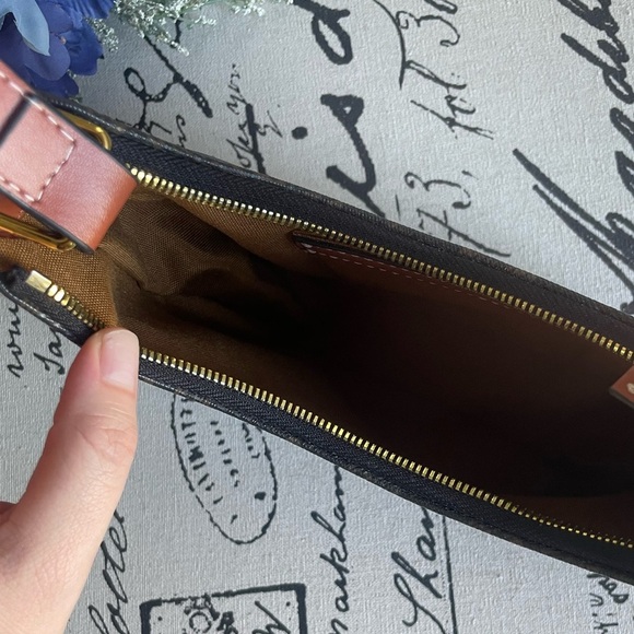 Small Ava Half Moon Crescent Bag in Triomphe Canvas and Calfskin in Tan - Picture 7 of 14